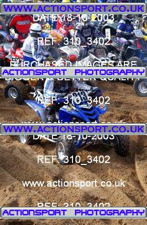 Photo: 310_3402 ActionSport Photography 18,19/10/2003 Weston Beach Race  _1_QuadsAndSidecars #514